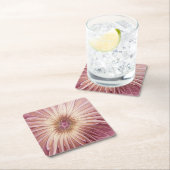 抽象芸術フラワーフラクタルアート&バーガンディの色合い スクエアペーパーコースター (インサイチュ)