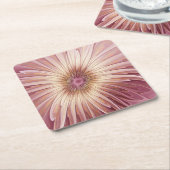 抽象芸術フラワーフラクタルアート&バーガンディの色合い スクエアペーパーコースター (アングル)