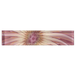 抽象芸術フラワーフラクタルアート&バーガンディの色合い デスクネームプレート