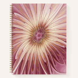 抽象芸術フラワーフラクタルアート&バーガンディの色合い ノートブック