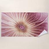 抽象芸術フラワーフラクタルアート&バーガンディの色合い ビーチタオル (正面)