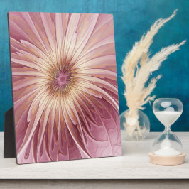 抽象芸術フラワーフラクタルアート&バーガンディの色合い フォトプラーク