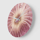 抽象芸術フラワーフラクタルアート&バーガンディの色合い ラージ壁時計 (傾斜)