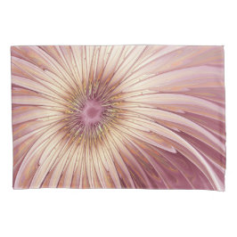 抽象芸術フラワーフラクタルアート&バーガンディの色合い 枕カバー