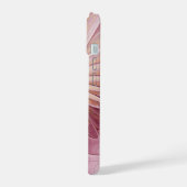 抽象芸術フラワーフラクタルアート&バーガンディの色合い iPhone 15ケース (左側面)