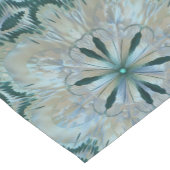 抽象芸術フラワーフラクタルティール（緑がかった色）ホワイトブルーグレー ショートテーブルランナー (コーナー)