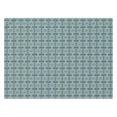 抽象芸術フラワーフラクタルティール(緑がかった色)ホワイトブルーグレー テーブルクロス (正面(横))