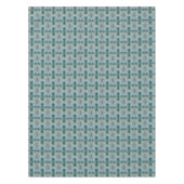 抽象芸術フラワーフラクタルティール(緑がかった色)ホワイトブルーグレー テーブルクロス (正面)