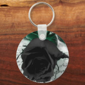 抽象芸術フラワーブラックバラレター キーホルダー (正面)