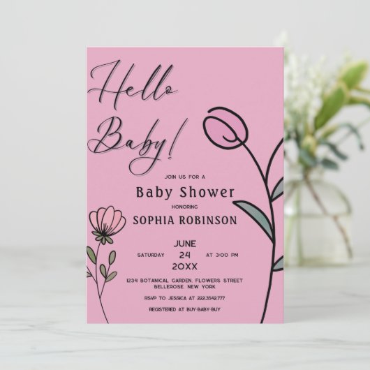 抽象芸術フラワーベビーシャワー招待状 招待状 (スタンド正面)