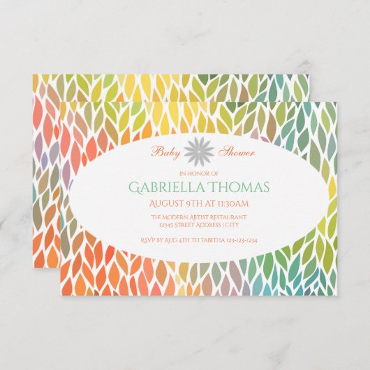 抽象芸術フラワー花びら- 3x5ベビーシャワー招待状 招待状 (正面/裏面)