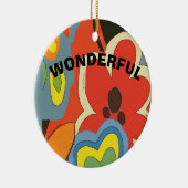 抽象芸術フラワー、追加、編集文字 セラミックオーナメント (右)