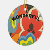 抽象芸術フラワー、追加、編集文字 セラミックオーナメント (左)