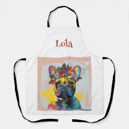 抽象芸術フランスのフローラブ絵画ルドッグ エプロン