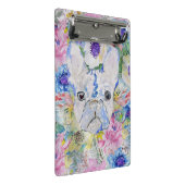 抽象芸術フランスのブルドッグフローラ水絵を描色 ミニクリップボード (アングル)