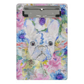 抽象芸術フランスのブルドッグフローラ水絵を描色 ミニクリップボード (正面)