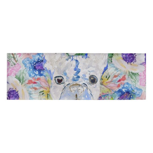 抽象芸術フランスのブルドッグフローラ水絵を描色 名札 (正面)