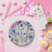 抽象芸術フランスのブルドッグフローラ水色絵を描 ペーパープレート (パーティー)
