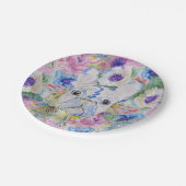 抽象芸術フランスのブルドッグフローラ水色絵を描 ペーパープレート (アングル)