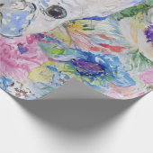 抽象芸術フランスのブルドッグフローラ水色絵を描 ラッピングペーパー (角)