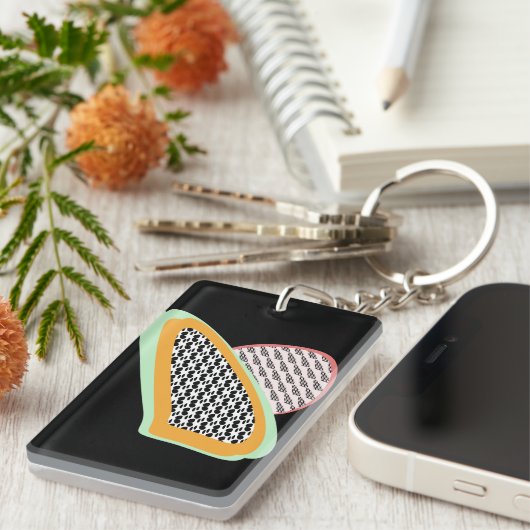 抽象芸術フルーツパパイヤドラゴンフルーツパターン キーホルダー (正面右)