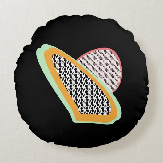 抽象芸術フルーツパパイヤドラゴンフルーツパターン ラウンドクッション (正面)