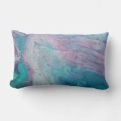 抽象芸術フルードアートブルーピンクアクセントピロー ランバークッション (正面)