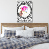 抽象芸術フレームハンドとブーケ キャンバスプリント (インサイチュ (寝室))
