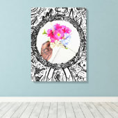 抽象芸術フレームハンドとブーケ キャンバスプリント (インサイチュ (ウッドフロア))