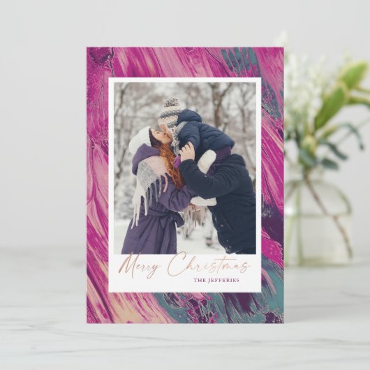 抽象芸術フレームメリークリスマスフォト シーズンカード (スタンド正面)