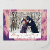 抽象芸術フレームメリークリスマス2写真 箔シーズンカード (正面)