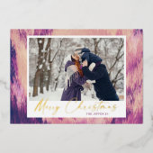 抽象芸術フレームメリークリスマス2写真 箔シーズンカード (正面)