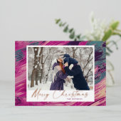 抽象芸術フレームメリークリスマス2写真 箔シーズンカード (立ち正面)