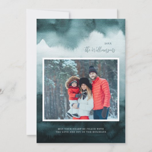 抽象芸術フロストモダンホリデーフォトカード シーズンカード (正面)