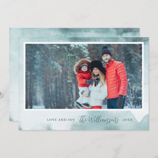 抽象芸術フロストモダンホリデーフォトカード シーズンカード (正面/裏面)