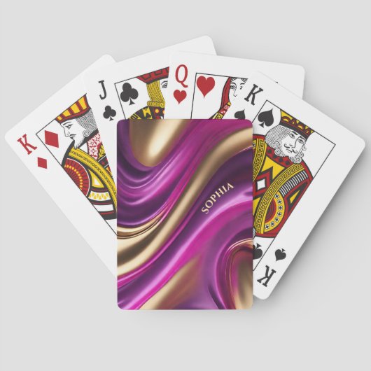 抽象芸術フローアートパープルピンク&金ゴールド- トランプ (裏面)