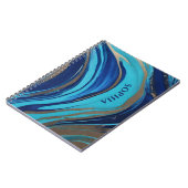 抽象芸術フローアートブルーと金ゴールド- ノートブック (左側)