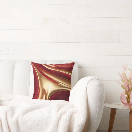 抽象芸術フローアートレッドと金ゴールドクリスマスホーム クッション (ソファ)