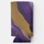 抽象芸術フローアート – ブルーパープルピンクと金ゴールド- スリム缶クーラー (裏面)