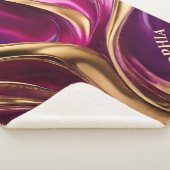 抽象芸術フローアート – 明るい赤紫色紫と金ゴールド- シェルパブランケット (3/4)