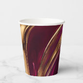 抽象芸術フローアート – 明るい赤紫色紫と金ゴールド- 紙コップ (裏面)