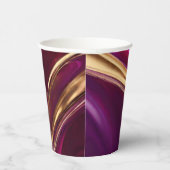 抽象芸術フローアート – 明るい赤紫色紫と金ゴールド- 紙コップ (右)