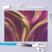 抽象芸術フローアート – 明るい赤紫色紫と金ゴールド- 薄葉紙 (クラフト)