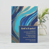 抽象芸術フローアート – 青と金ゴールド 招待状 (スタンド正面)