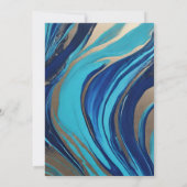 抽象芸術フローアート – 青と金ゴールド 招待状 (裏面)