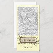 抽象芸術フローラたった今結婚しましたフォトカード 案内状 (正面/裏面)