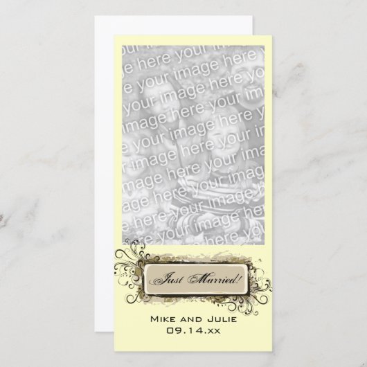 抽象芸術フローラたった今結婚しましたフォトカード 案内状 (正面/裏面)