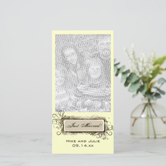 抽象芸術フローラたった今結婚しましたフォトカード 案内状 (スタンド正面)