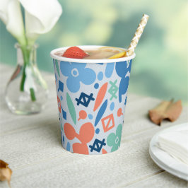 抽象芸術フローラと幾何学的パタカラフルーン 紙コップ