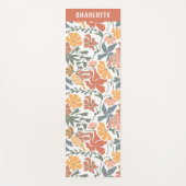 抽象芸術フローラと鳥のミッドセンチュリーモダン名 ヨガマット (正面)